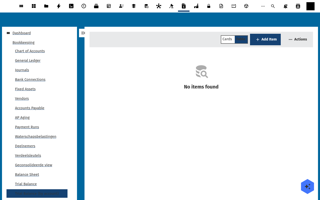 Trial Balance (by account) — index view